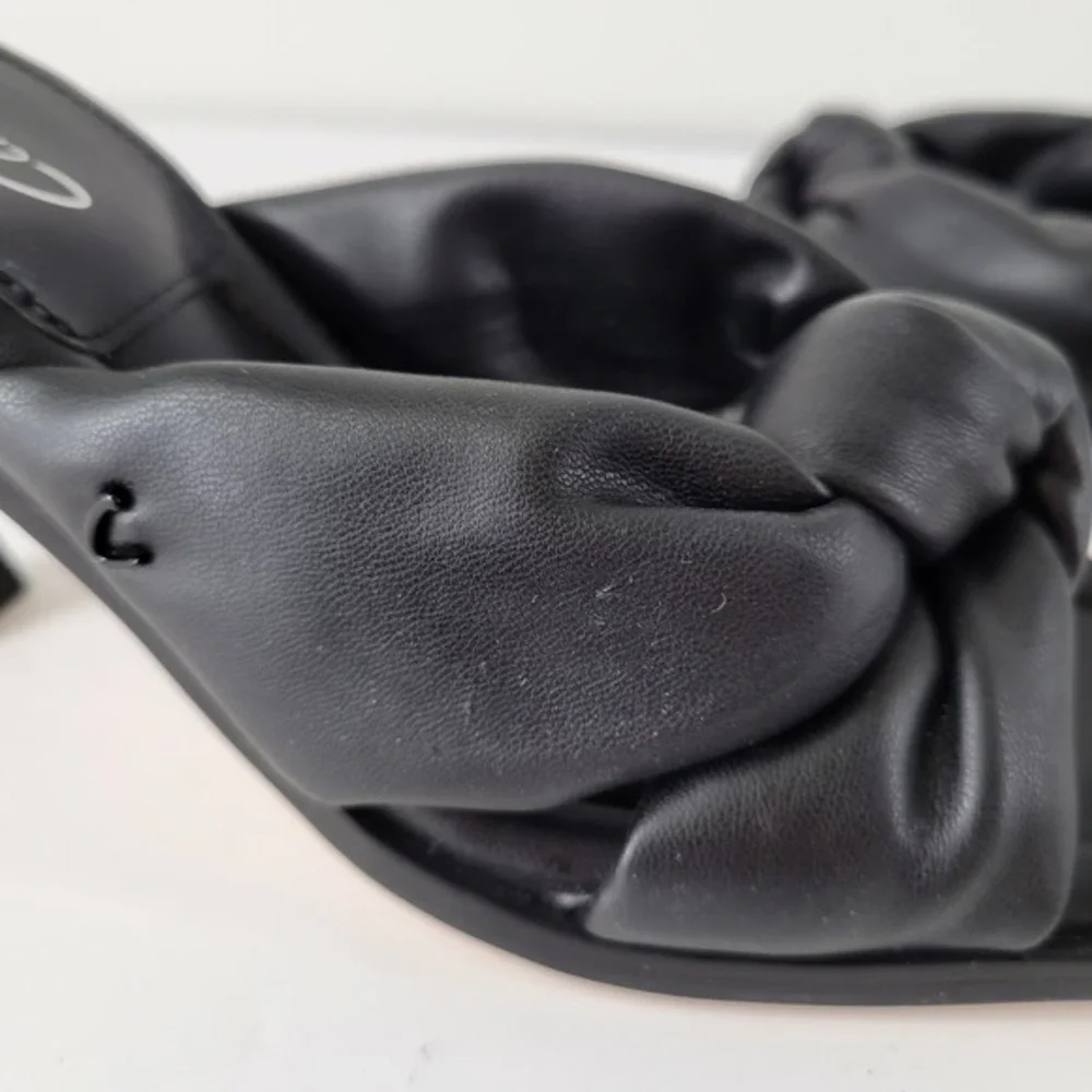 Sam Edelman Circus NY Black Square Toe Knot Heeled Mules Sandals Slip On Sz 6 - Picture 4 of 8